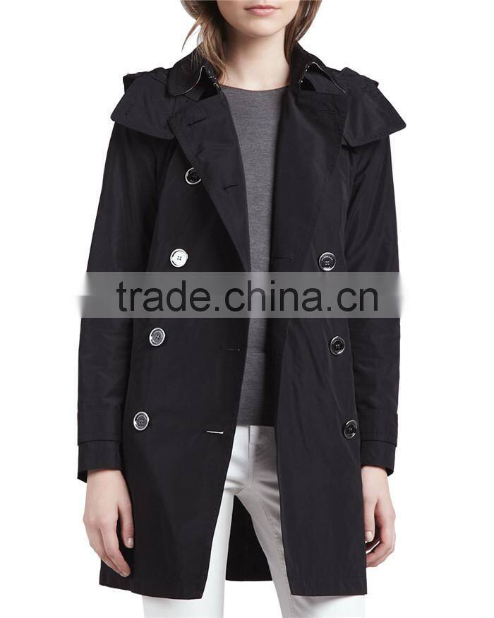 2015 latest trenchcoat black cheap women half coat
