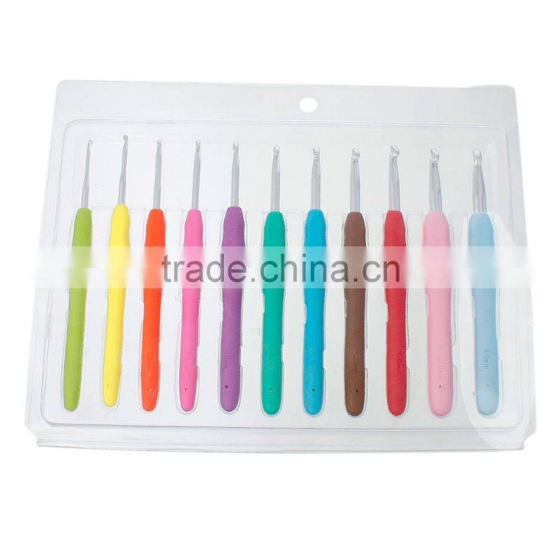 Hot Fashion Custom Logo Accepted 11PCs Aluminum TPR Crochet Hooks Set