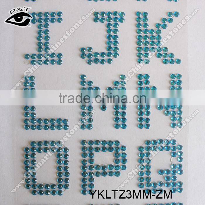 Self Adhesive Rhinestone sticker 3MM Acrylic Letter Pattern Sticker Decal