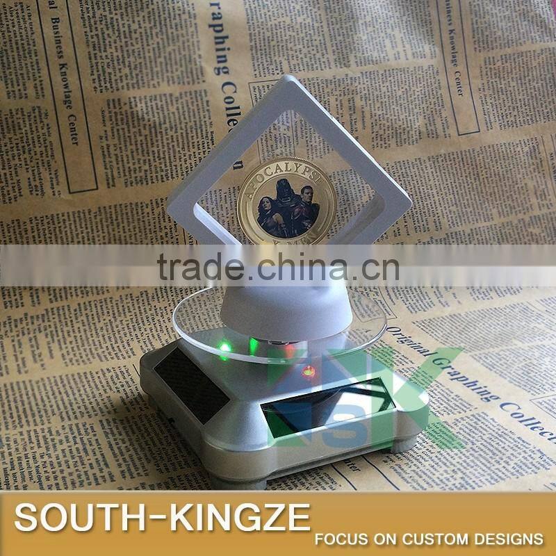 Silver Acrylic Watch/Jewelry/Camera Solar Power Rotating Display Stand