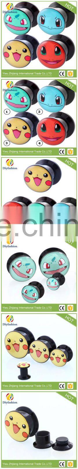 Cute popular acrylic Pokemon body piercing jewelry ear plug