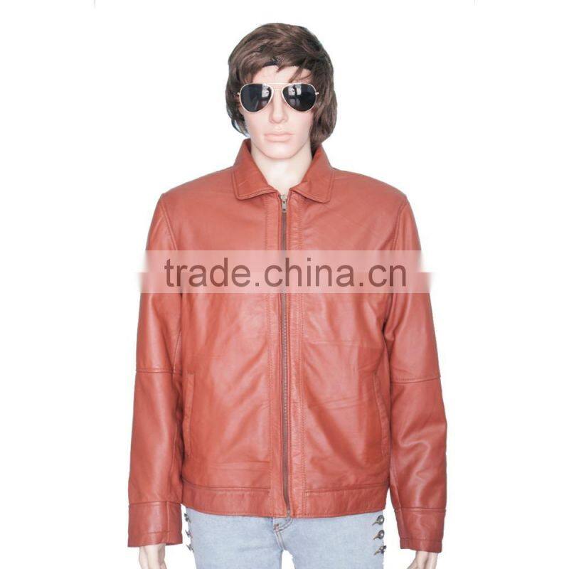 TAN BROWN SHORT BODY LEATHER JACKET
