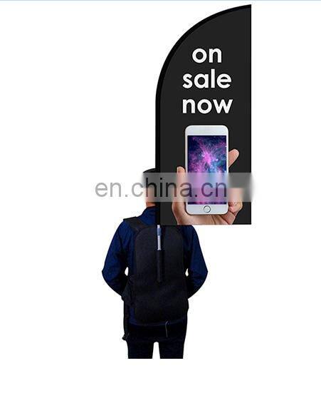 Latest Custom Outdoor Advertising rectangle Backpack Flying Banner Flag