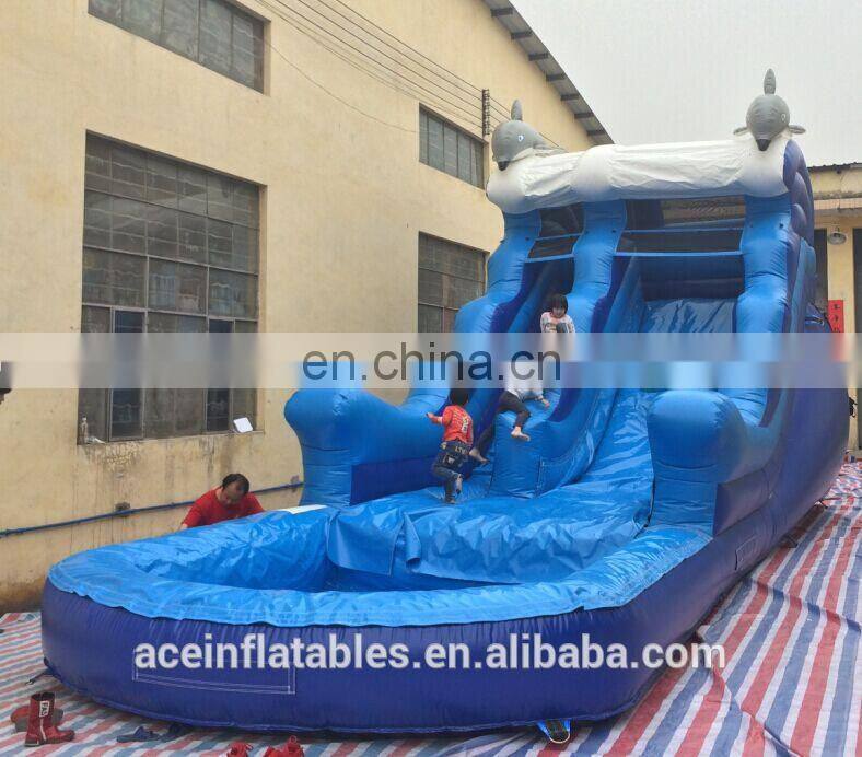 PVC,PVC tarpauline Material and slider,Castle Type big water slide pool
