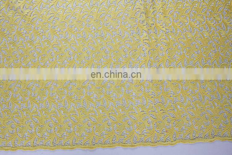 high quality yellow fabric cord lace for fashion one piece dress