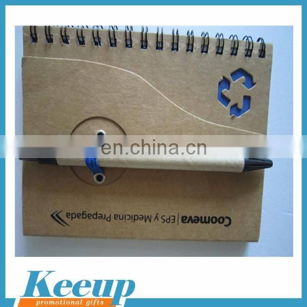 Printed hard paper cover promotional notebook with spiral bound