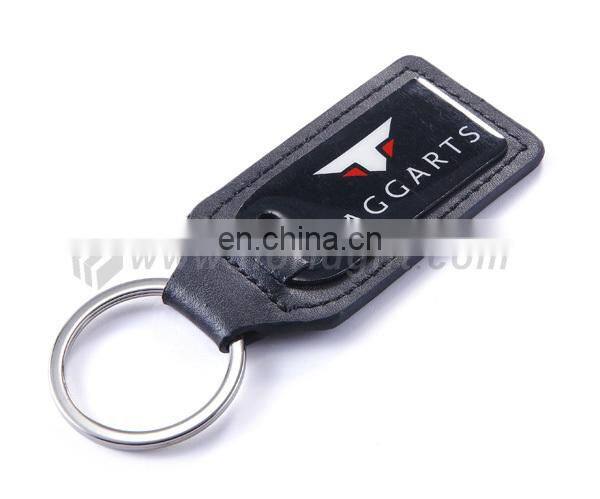 Company Anniversary gifts PU Leather metal keychain leather fob with custom logo