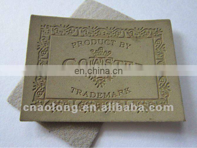 custom embossed and printed logo PU imitation leather labels, leather patches for clothing