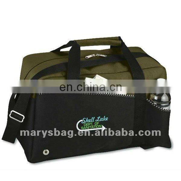 Embroidered Two-Tone Duffel Bag