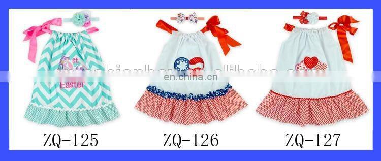 2019 Valentines Heart Shape Cotton Kid Dress Pillowcase Hand Embroidery Designs for Baby Dress Baby Dress Pictures