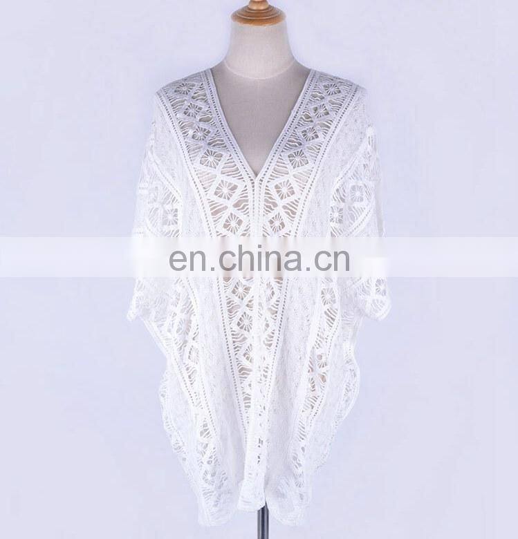 White Knitted Beach Cover up dress Tunic Long Pareos Bikinis Beach Dress Cover UP Swim Cover up Beachwear