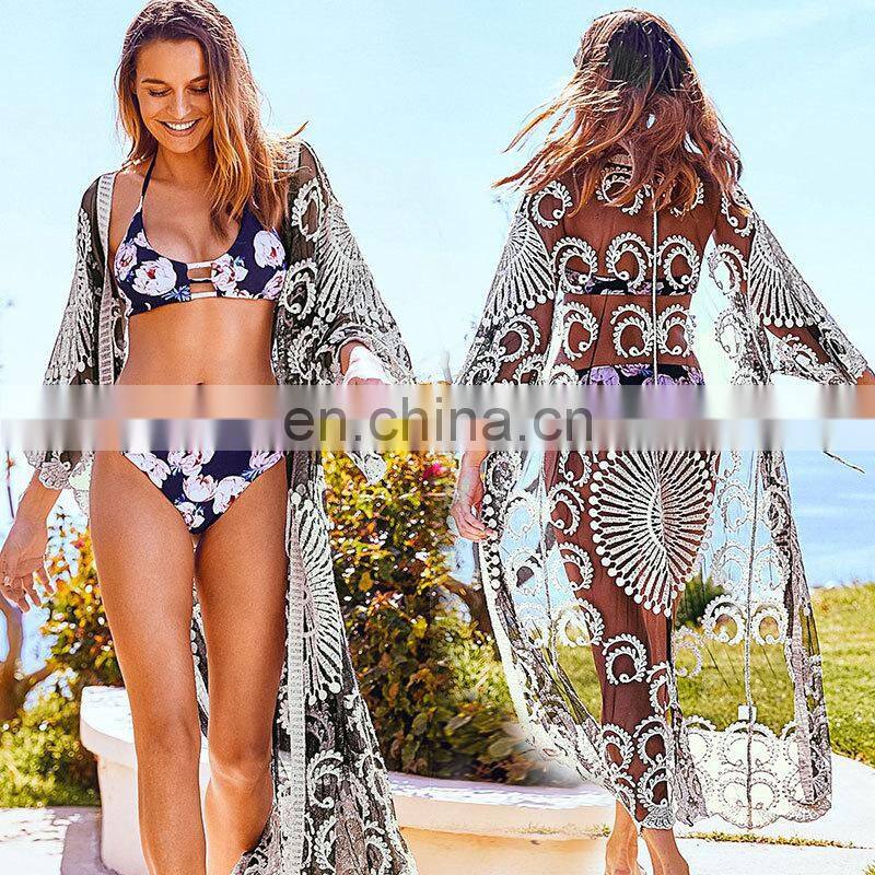 Mesh Cover up 2019 Kimono Beach Swim suit Cover up Pareo de Plage Bathing suit Cover ups Sarong Beach wear Vestido Playa Tunic