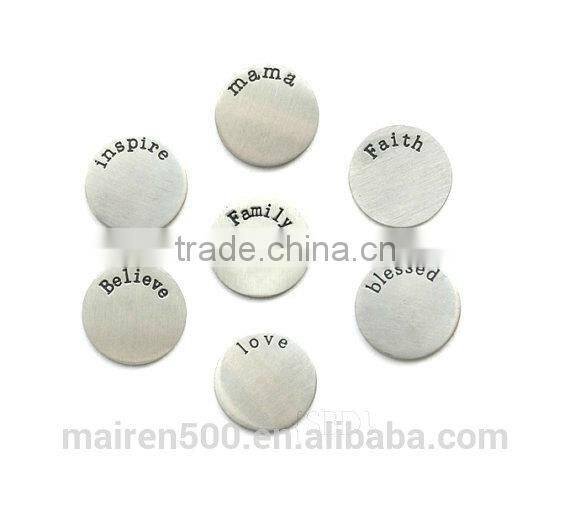 21mm Memory Locket Plate Silver Color Stamped Word Plate Stainless steel floating charms