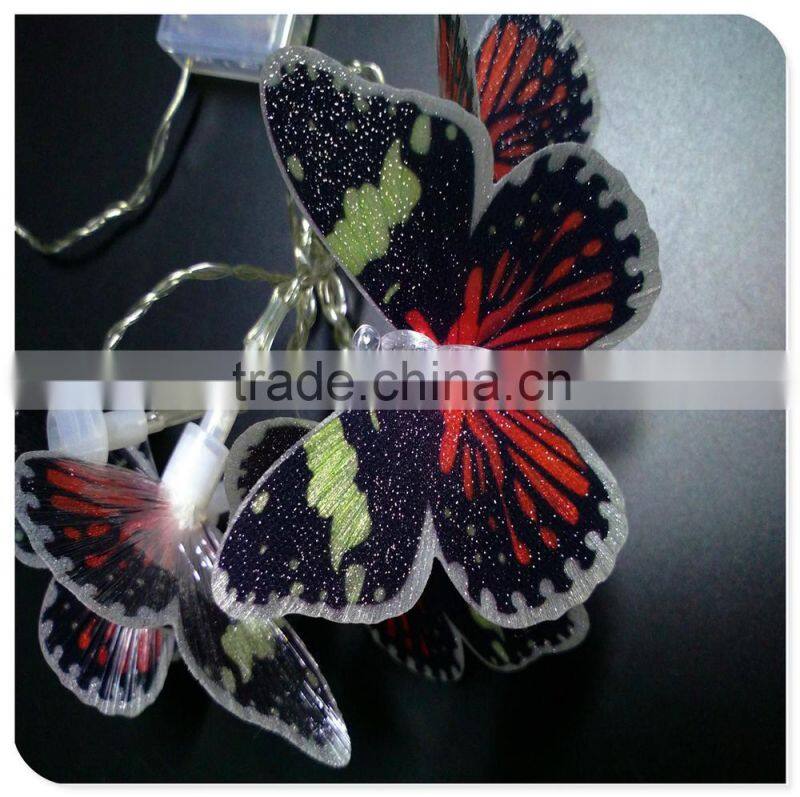led butterfly fiber battery powered christmas lights for christmas ornament, animal decoration