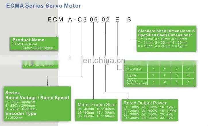 Delta ASD-A0421-AB / ECMA-C30604EC AC Servo Drive and Motor 0.4KW 400W 220V Single Phase AB Series