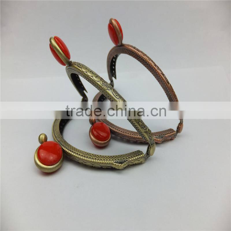 DIY LOVE flower print decoration antique brass sewing metal purse frames red kiss clasp