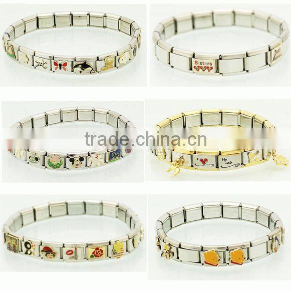 silver colored stainless steel Italian paw print charms