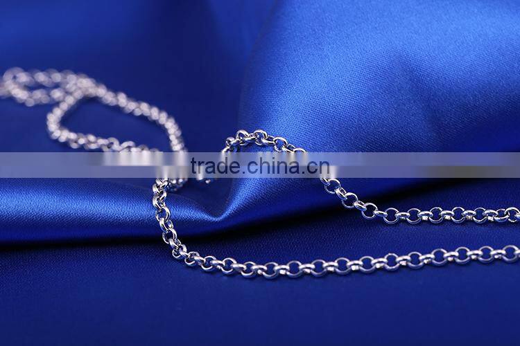 2015 wholesale fashion jewelry rhodium plated BL chain necklace
