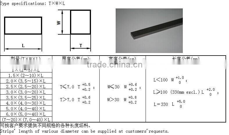YG6X sintered cemented carbide flat bar rectangular carbide strip from Zhuzhou Kerui