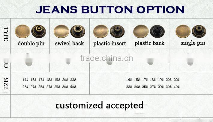 Competitive price excellent quality new style many colors jeans button rivet