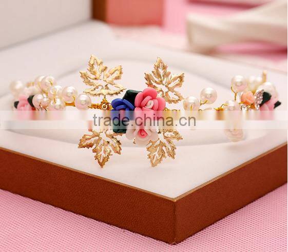 Hair accessories hair jewelry rhinestone wedding flowers gold plated jewelry wholesale crowns