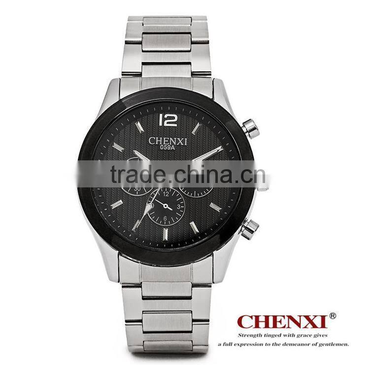 Wholesale wrist watch stainless steel chain black color wrist watch japan movt wrist watch