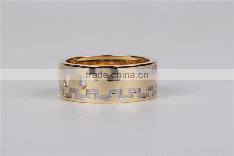 hot sale yellow gold plated AAA Zircon silver man rings
