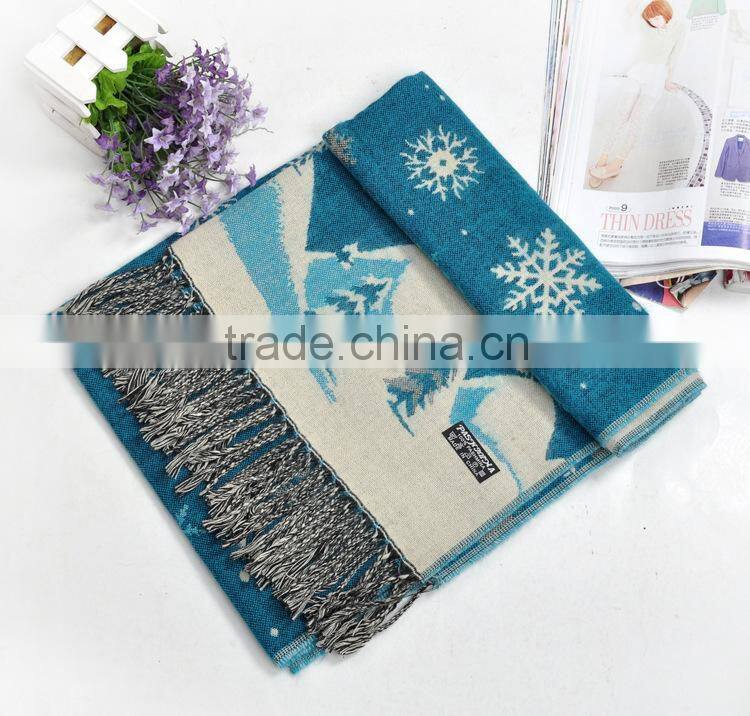 Best Selling FashionJacquard Snow Pattern Women Winter Wool Scarf