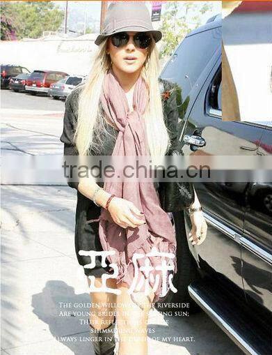 Trend All-match Classic Style Solid Color Pashmina Knit Scarf