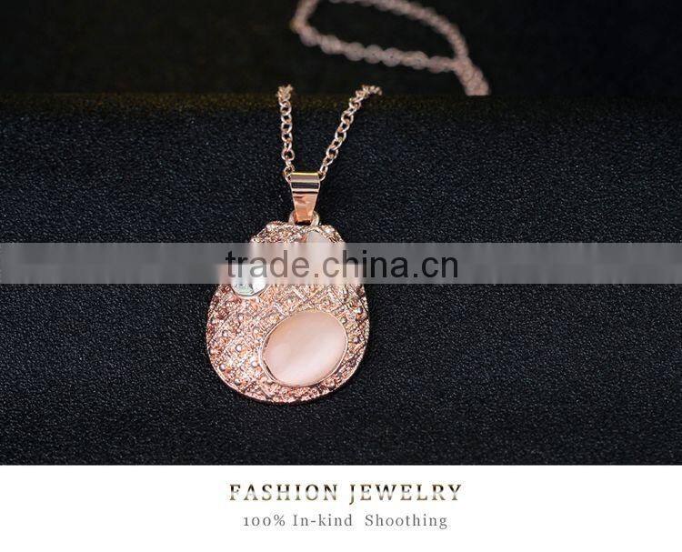 Lovely 18K Rose Gold Plated Opal Jewelry Fashion Necklace and Earring Set