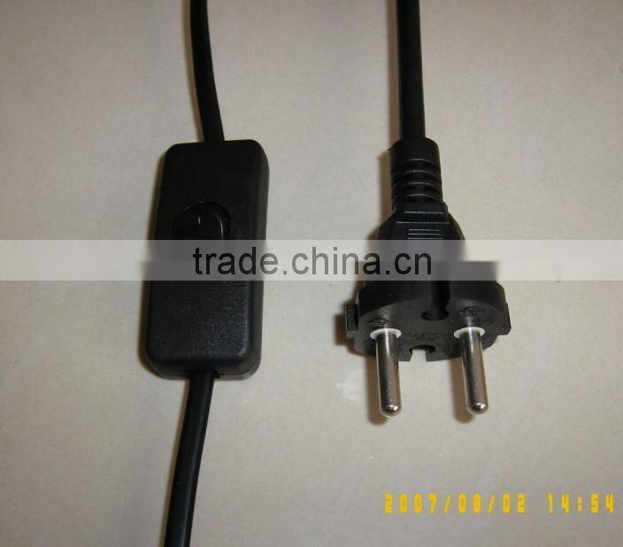 Lamp power cord with inline switch of european standard for lamp working
