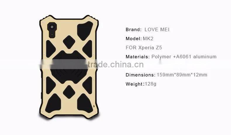 Love Mei MK2 Series Metal Aluminum Phone Cases Cover Flip Leather Shockproof Case For Sony Xperia Z5 TB-0152