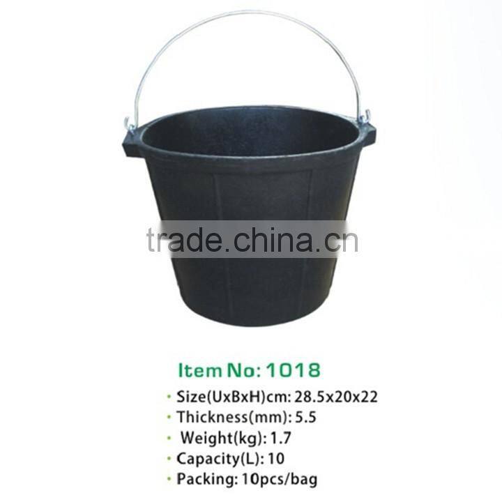 recycled rubber bucket,flexible rubber pail with steel handle