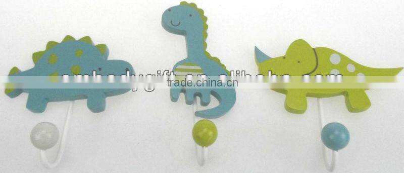 home decorative dinosaure theme wooden hanging hooks
