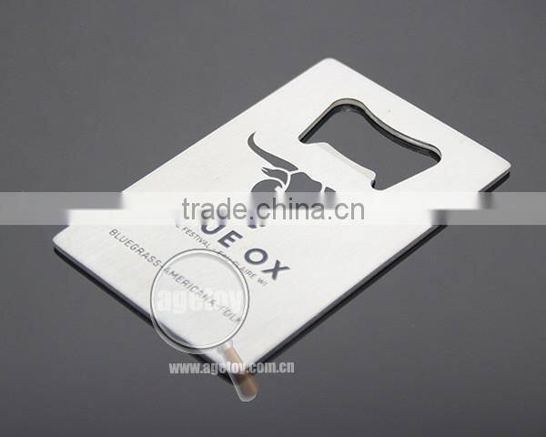 Rectangle Credit Card Shaped Stainless Steel Promotion Metal Business Card Shaped Print Bull Custom Bottle Opener