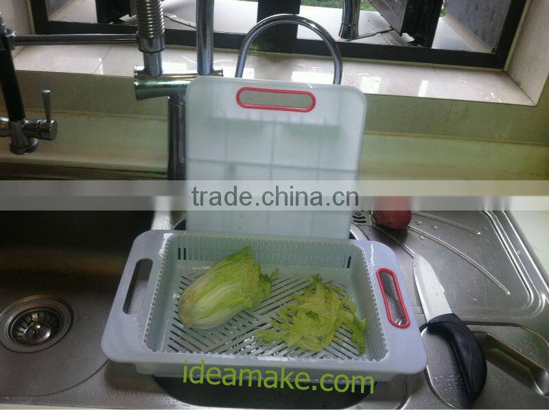 new Kitchen Helper - Over the Sink cutting Board with colander and hanger