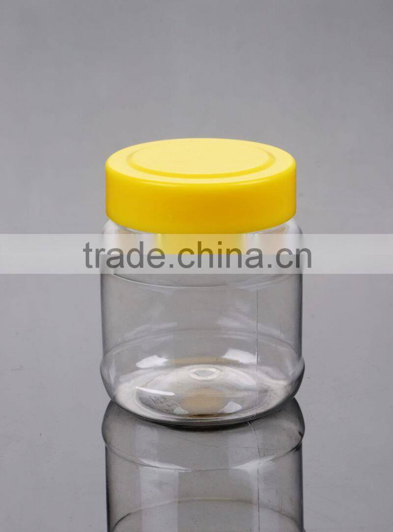 250GM, 8OZ pet yellow screw cap empty plastic jam jars,empty sweet jars for sale