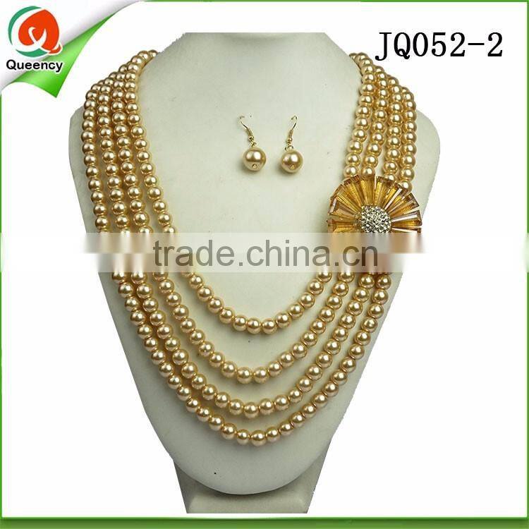 2016 hot sale african jewelry sets black beaded necklace pearls necklace for wedding party