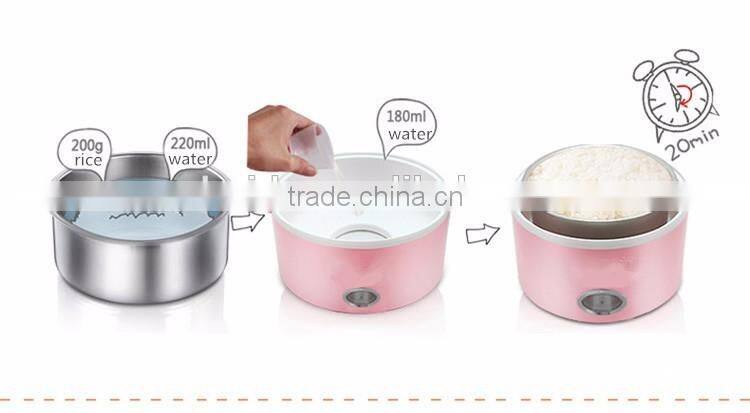 2016 Newest 1.3L Portable Lunch Box Electric Rice Cooker Stainless Steel 2 Layers Steamer