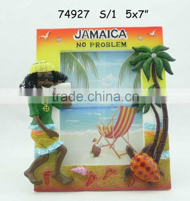 polyresin photo frame JAMAICA rasta palm tree design