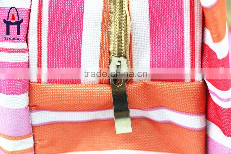 Cooler bag with stripe for picnic insulated cooler bag for food and fruit