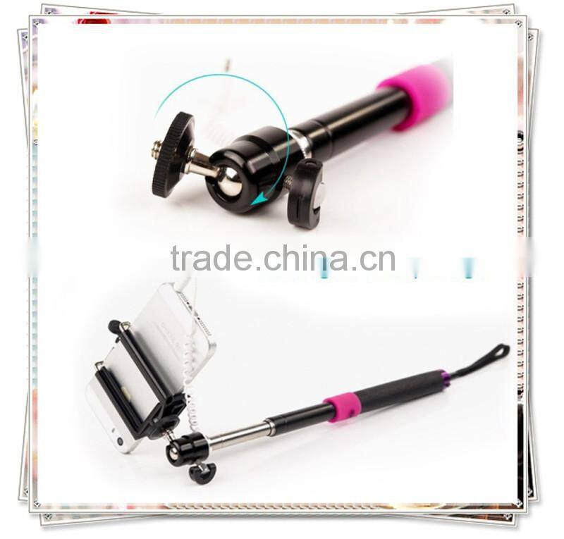 TMO-0202 wired monopod selfie stick headphone cable control , best selling monopod wired