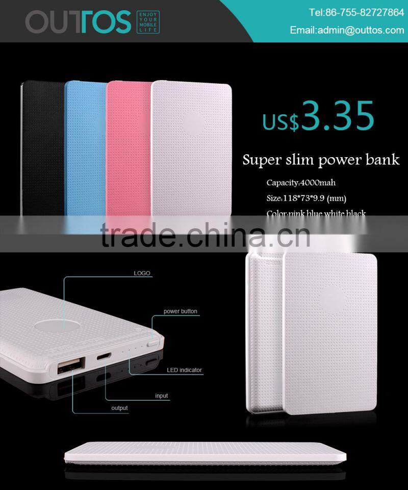 External portable charger blue giveaway made in china 4000mah power bank for lenovo