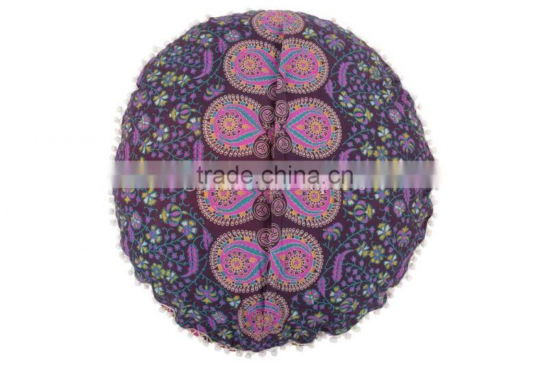 Indian Mandala Pillow Cover Decorative Throw Pillows Large Round Floor Cushions Pom Pom Roundie Boho Pillow Shams