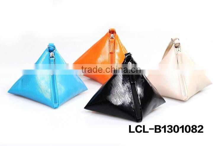 LCL -B1301082 raw cut bi color pvc semi pu cluth envelope cosmetic bag doument holder mini pad pouch