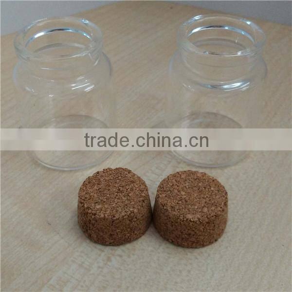 transparent 35*45mm high borosilicate glass bottle with wood cork
