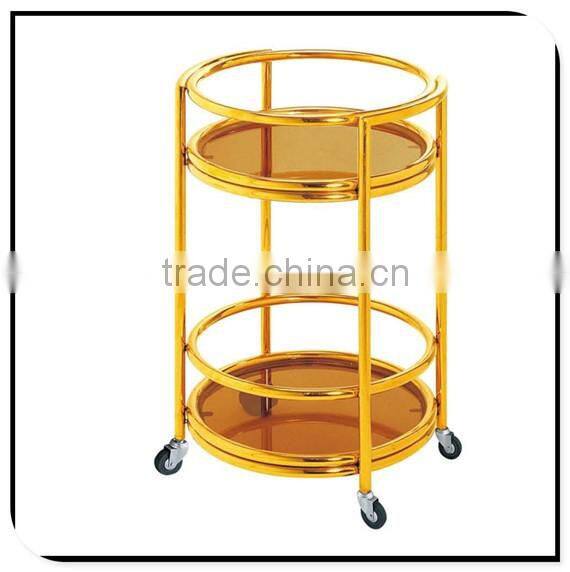 Collecting hotel service liquor trolley stainless steel cart with 4 wheels