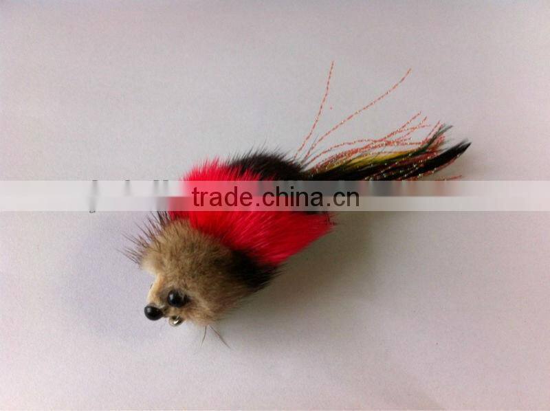 Nature feather sliver plastic tail Mouse fishing lure