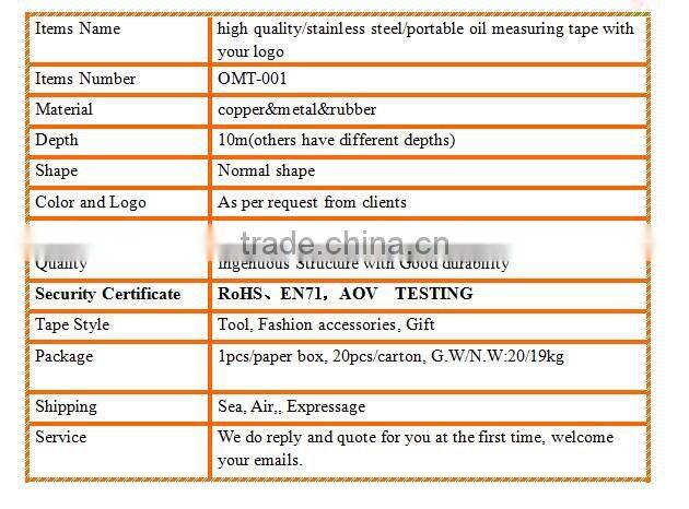 Heavy tank sounding oil measuring instrument gauging steel tape measure manufacturer in china wholesales bulk with HIgh Quality