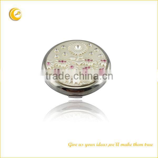 Fashionable powder compact case,makeup cosmetic powder compact with mirrors